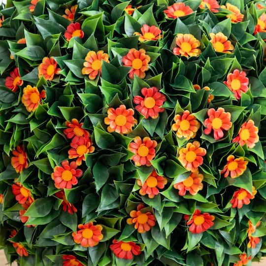 15" UV Resistant Artificial Flowering Daisy Boxwood Ball